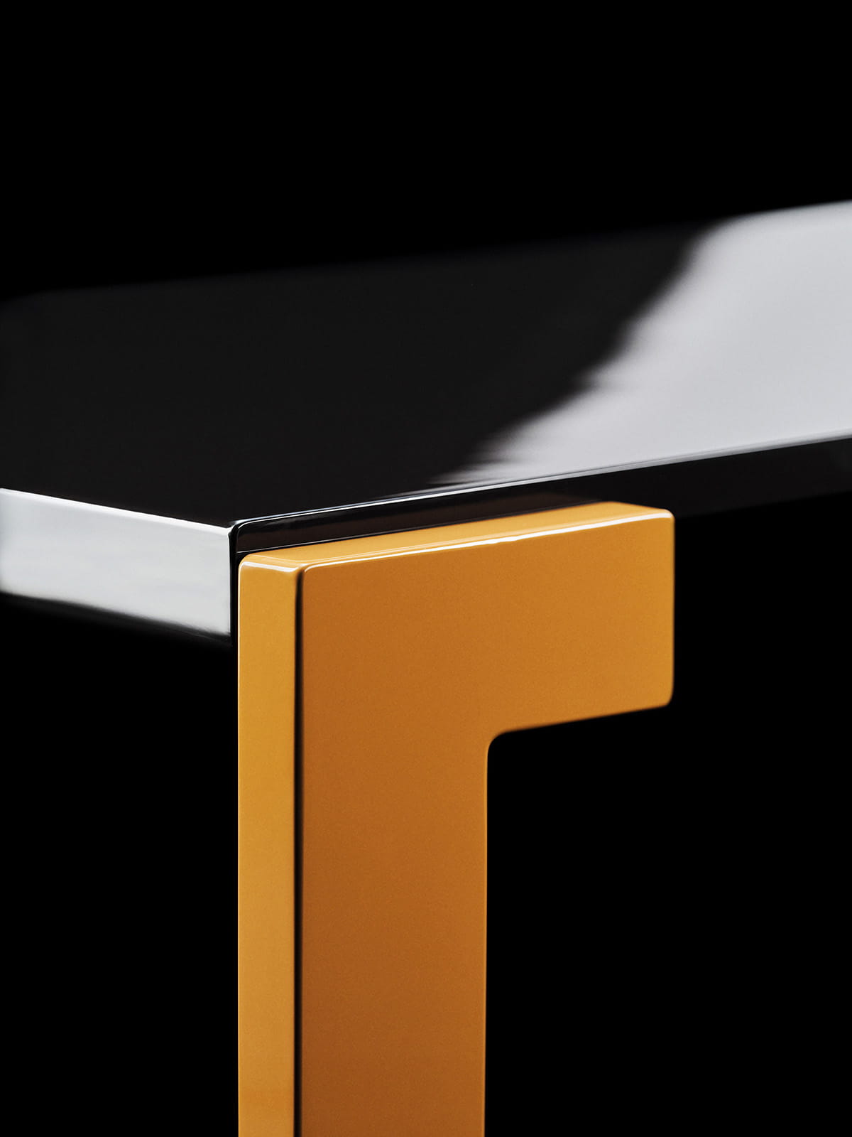 Butterfly Low Table (small) in glossy black and butterscotch, W 1200 x D 662 x H 362.5 mm